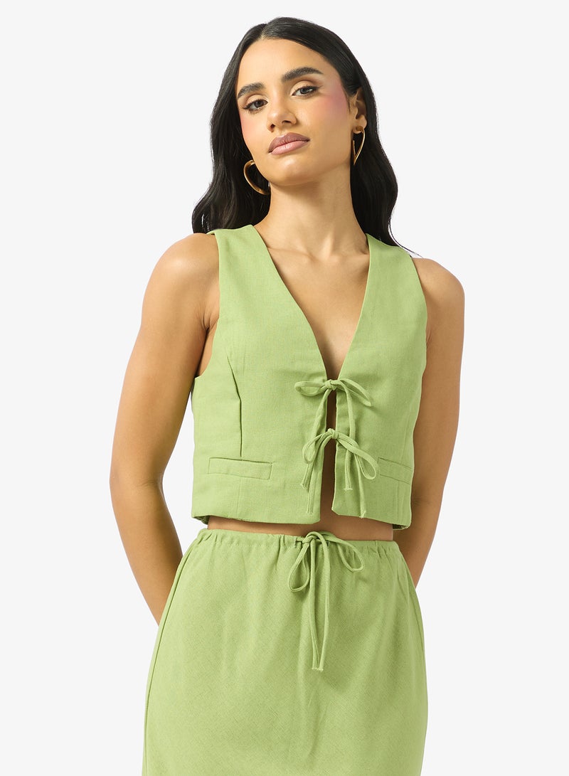 Ginger Tie Up Vest & A Line Skirt Coord Set - Image 3